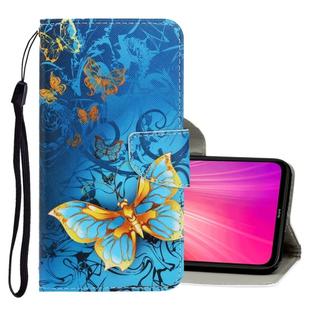 For Xiaomi Redmi Note 8 3D Colored Drawing Horizontal Flip PU Leather Case with Holder & Card Slots & Wallet(Jade Butterfly)