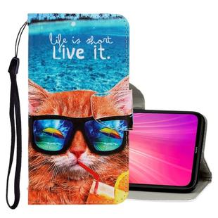 For Xiaomi Redmi Note 8 3D Colored Drawing Horizontal Flip PU Leather Case with Holder & Card Slots & Wallet(Underwater Cat)