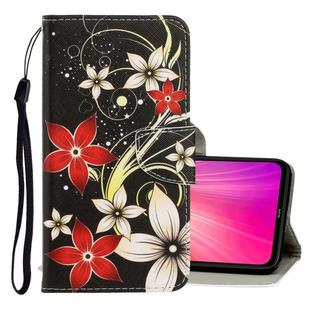 For Xiaomi Redmi Note 8 3D Colored Drawing Horizontal Flip PU Leather Case with Holder & Card Slots & Wallet(Red Flower)