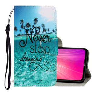 For Xiaomi Redmi Note 8 3D Colored Drawing Horizontal Flip PU Leather Case with Holder & Card Slots & Wallet(Blue Coconut Grove)