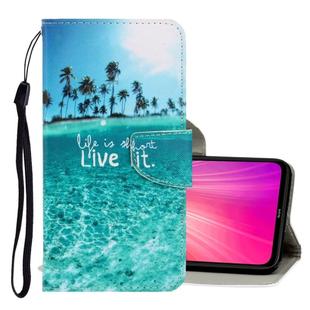 For Xiaomi Redmi Note 8 3D Colored Drawing Horizontal Flip PU Leather Case with Holder & Card Slots & Wallet(Coconut Tree)