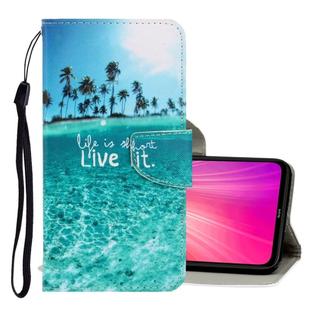 For Xiaomi Redmi Note 8 Pro 3D Colored Drawing Horizontal Flip PU Leather Case with Holder & Card Slots & Wallet(Coconut Tree)