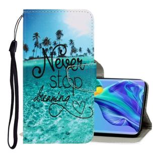 For Huawei Mate 30 3D Colored Drawing Horizontal Flip PU Leather Case with Holder & Card Slots & Wallet(Blue Coconut Grove)