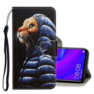 For Huawei Mate 30 Lite 3D Colored Drawing Horizontal Flip PU Leather Case with Holder & Card Slots & Wallet(Down Jacket Cat)