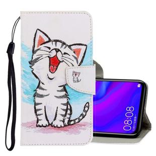 For Huawei Mate 30 Lite 3D Colored Drawing Horizontal Flip PU Leather Case with Holder & Card Slots & Wallet(Red Mouth Cat)