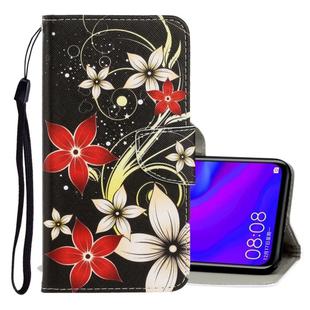 For Huawei Mate 30 Lite 3D Colored Drawing Horizontal Flip PU Leather Case with Holder & Card Slots & Wallet(Red Flower)