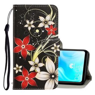 For Huawei P30 Lite 3D Colored Drawing Horizontal Flip PU Leather Case with Holder & Card Slots & Wallet(Red Flower)