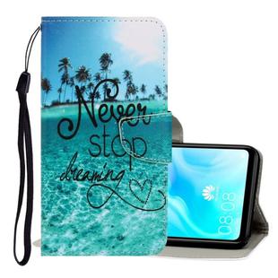For Huawei P30 Lite 3D Colored Drawing Horizontal Flip PU Leather Case with Holder & Card Slots & Wallet(Blue Coconut Grove)