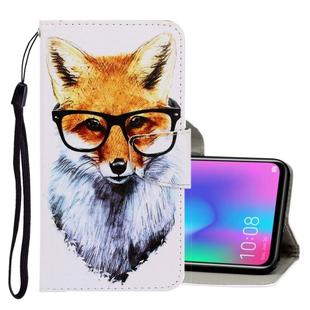 For Huawei Honor 10 Lite 3D Colored Drawing Horizontal Flip PU Leather Case with Holder & Card Slots & Wallet(Fox)