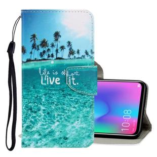 For Huawei Honor 10 Lite 3D Colored Drawing Horizontal Flip PU Leather Case with Holder & Card Slots & Wallet(Coconut Tree)