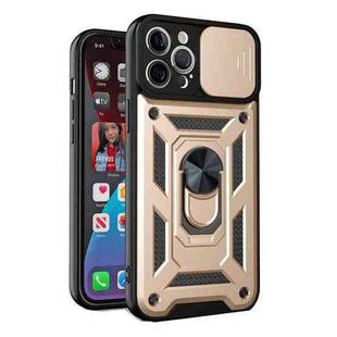 For iPhone 13 mini Sliding Camera Cover Design Precise Hole TPU+PC Protective Case (Gold)
