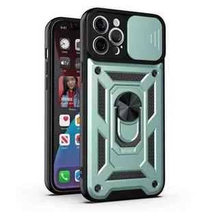 For iPhone 13 Sliding Camera Cover Design Precise Hole TPU+PC Protective Case(Dark Green)