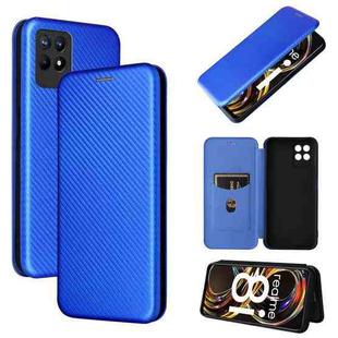 For OPPO Realme 8i Carbon Fiber Texture Horizontal Flip TPU + PC + PU Leather Case with Card Slot(Blue)
