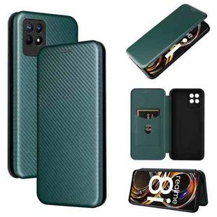 For OPPO Realme 8i Carbon Fiber Texture Horizontal Flip TPU + PC + PU Leather Case with Card Slot(Green)