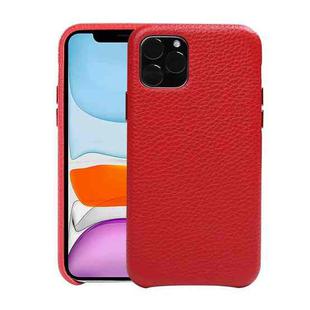 For iPhone 11 Litchi Texture Cowhide Leather Back Cover Semi-wrapped Shockproof Case (Red)