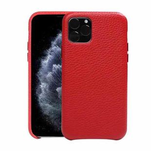 For iPhone 11 Pro Litchi Texture Cowhide Leather Back Cover Semi-wrapped Shockproof Case (Red)