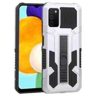For Samsung Galaxy A03s 166mm Vanguard Warrior All Inclusive Double-color Shockproof TPU + PC Protective Case with Holder(Silver White)