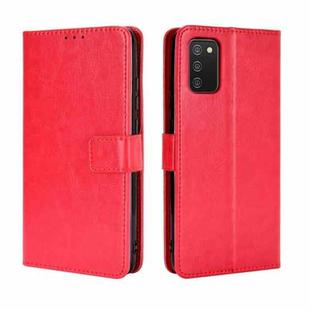 For Samsung Galaxy A03s 166mm Crazy Horse Texture Horizontal Flip Leather Case with Holder & Card Slots & Lanyard(Red)