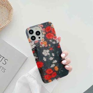 For iPhone 13 Pro Max Painted Pattern Shockproof TPU Protective Case (Black Flower)