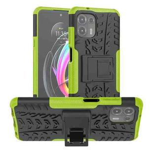 For Motorola Edge 20 Lite Tire Texture Shockproof TPU+PC Protective Case with Holder(Green)