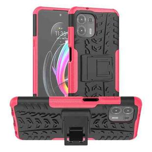 For Motorola Edge 20 Lite Tire Texture Shockproof TPU+PC Protective Case with Holder(Pink)