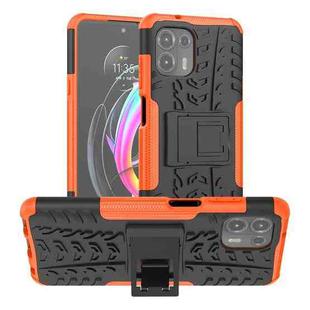 For Motorola Edge 20 Lite Tire Texture Shockproof TPU+PC Protective Case with Holder(Orange)