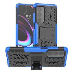 For Motorola Edge (2021) Tire Texture Shockproof TPU+PC Protective Case with Holder(Blue)