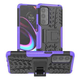 For Motorola Edge (2021) Tire Texture Shockproof TPU+PC Protective Case with Holder(Purple)