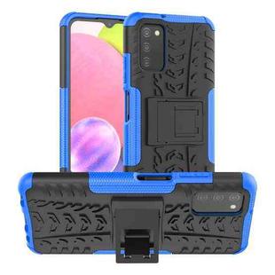 For Samsung Galaxy A03S 164mm Tire Texture Shockproof TPU+PC Protective Case with Holder(Blue)