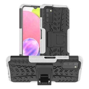 For Samsung Galaxy A03S 164mm Tire Texture Shockproof TPU+PC Protective Case with Holder(White)