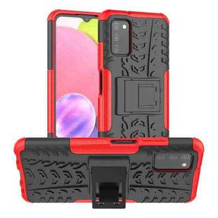 For Samsung Galaxy A03S 166mm Tire Texture Shockproof TPU+PC Protective Case with Holder(Red)