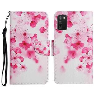 For Samsung Galaxy A03s 166mm Painted Pattern Horizontal Flip Leather Case with Holder & Card Slot & Wallet(Red Flower)