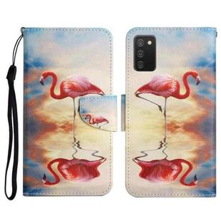 For Samsung Galaxy A03s 166mm Painted Pattern Horizontal Flip Leather Case with Holder & Card Slot & Wallet(Flamingo)