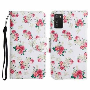 For Samsung Galaxy A03s 166mm Painted Pattern Horizontal Flip Leather Case with Holder & Card Slot & Wallet(Red Peony Flower)