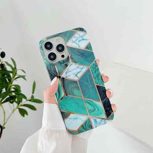 Splicing Marble Pattern TPU Shockproof Protective Case For iPhone 13(Dark Green)