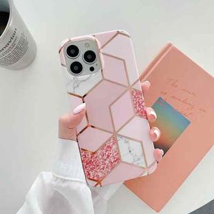 Splicing Marble Pattern TPU Shockproof Protective Case For iPhone 13 Pro(Pink Grid)