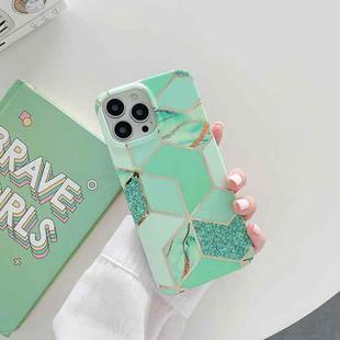Splicing Marble Pattern TPU Shockproof Protective Case For iPhone 13 Pro(Green Grid)