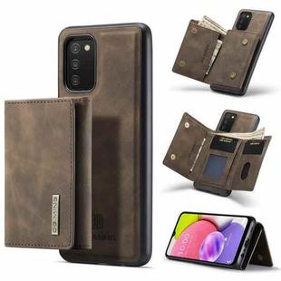 For Samsung Galaxy A03s 166mm DG.MING M1 Series 3-Fold Multi Card Wallet  Back Cover Shockproof Case with Holder Function(Coffee)