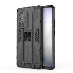 For vivo X70 Pro Supersonic PC + TPU Shock-proof Protective Case with Holder(Black)