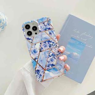 Splicing Flower Pattern TPU Shockproof Protective Case For iPhone 13(Blue Flowers)