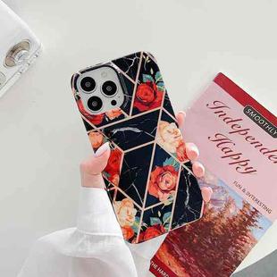 Splicing Flower Pattern TPU Shockproof Protective Case For iPhone 13(Black Flowers)