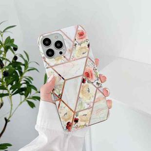 Splicing Flower Pattern TPU Shockproof Protective Case For iPhone 13 Pro(White Flowers)