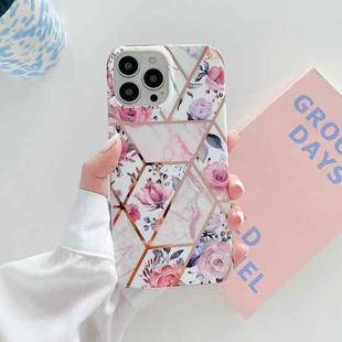 Splicing Flower Pattern TPU Shockproof Protective Case For iPhone 13 Pro Max(Pink Flowers)