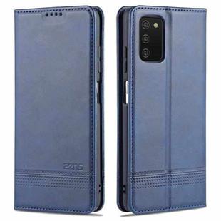 For Samsung Galaxy A03s 166mm AZNS Magnetic Calf Texture Horizontal Flip Leather Case with Card Slots & Holder & Wallet(Dark Blue)