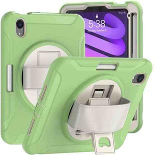 For iPad mini 6 360 Degree Rotation PC + TPU Protective Tablet Case with Holder & Hand-strap(Matcha Green)