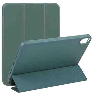 For iPad mini 6 3-folding TPU Horizontal Flip Leather Tablet Case with Holder(Deep Green)