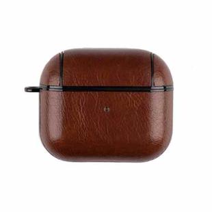 Wireless Earphone Leather Shockproof Protective Case for AirPods 3(Brown)