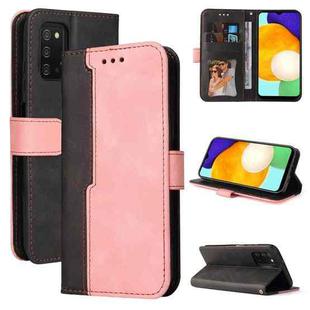 For Samsung Galaxy A03s 166mm Business Stitching-Color Horizontal Flip PU Leather Case with Holder & Card Slots & Photo Frame(Pink)