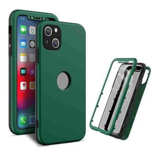 360 Degrees Full Package PC + TPU Combination Case For iPhone 13(Black+Dark Green)