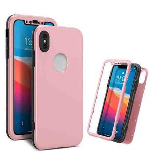 360 Degrees Full Package PC + TPU Combination Case For iPhone X / XS(Black+Pink)